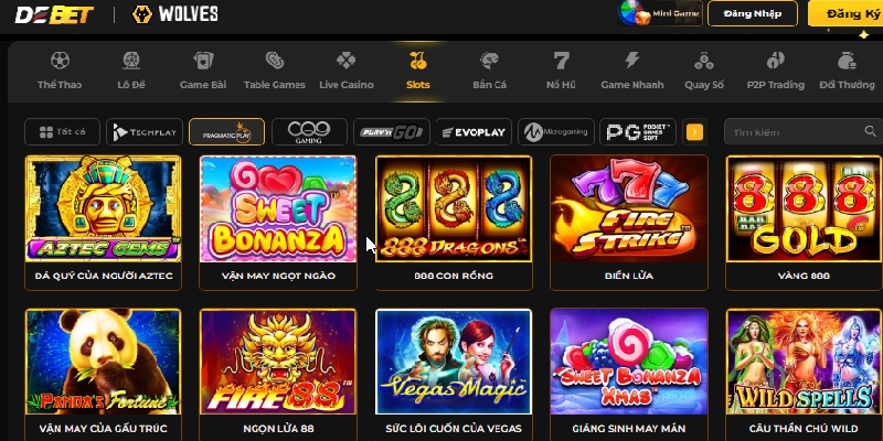 Danh mục game slot Pragmatic Play tại DEBET