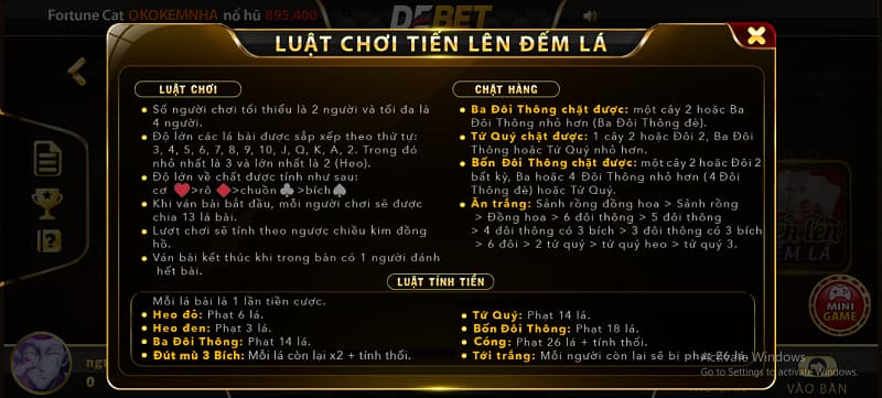 tiến lên đếm lá Debet